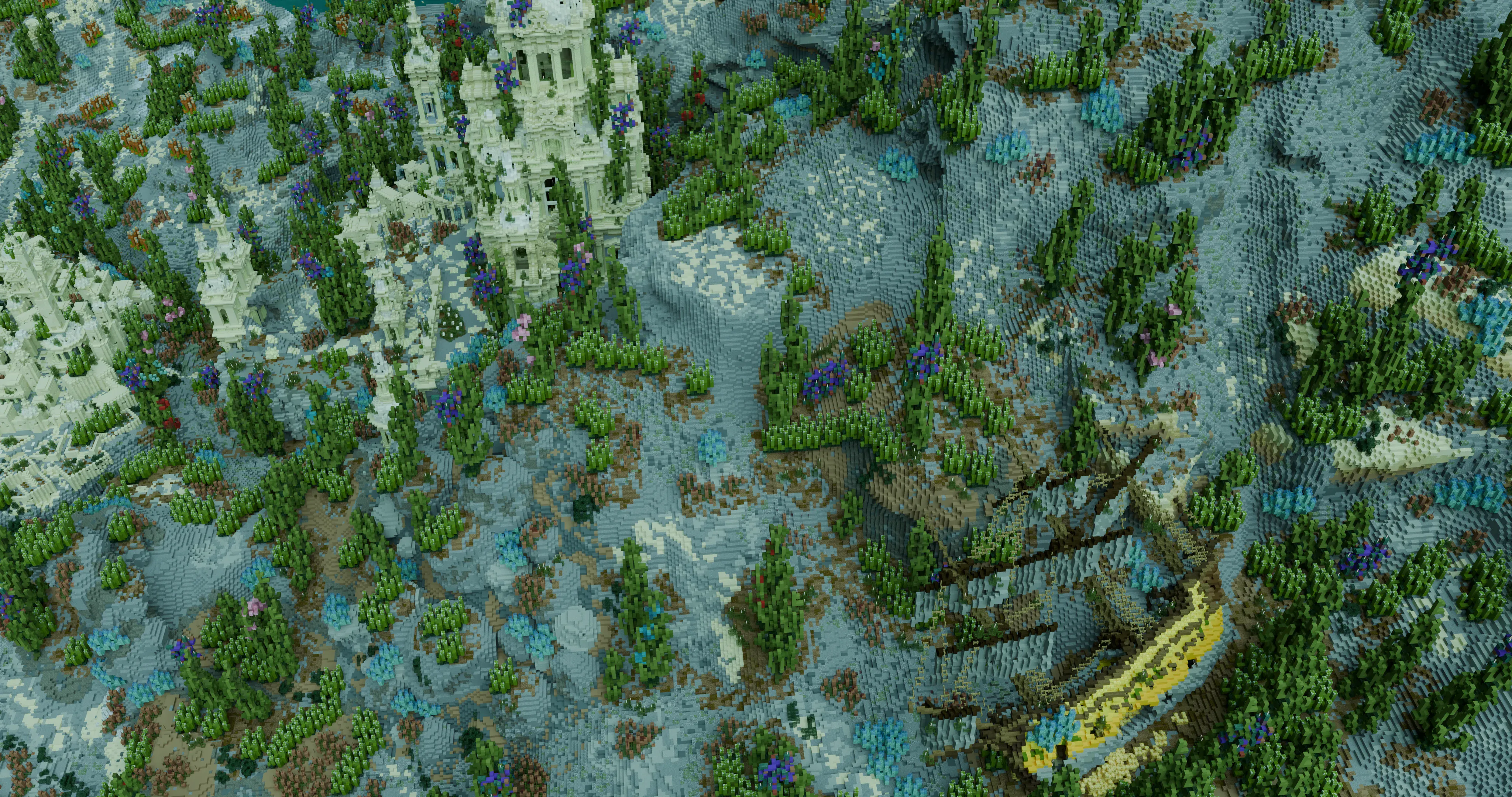 Surface view above Aurelios with boat framing the sunken city below