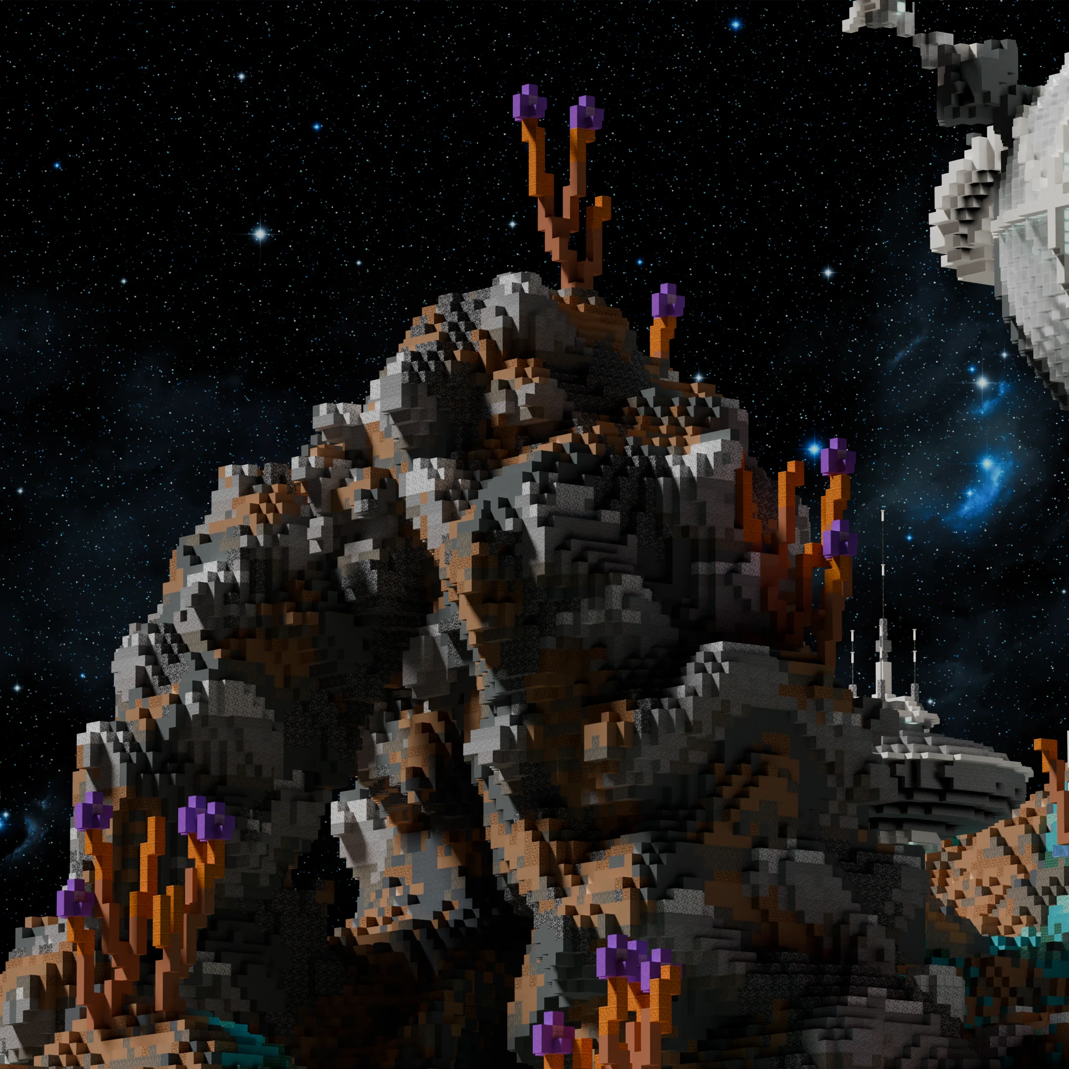 Alien custom terrain surrounding Heliox Station