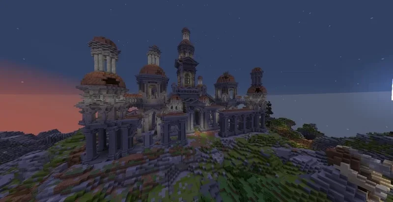 Loriostrond Minecraft elven city environment showing forests and waterways in context