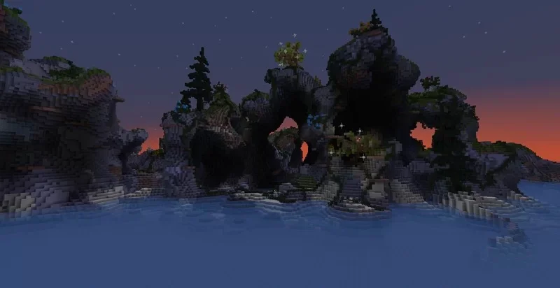 Loriostrond palace exterior in context of surrounding fantasy terrain and vegetation