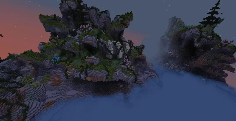 Loriostrond city composition with palace, cliffs, and surrounding forested terrain