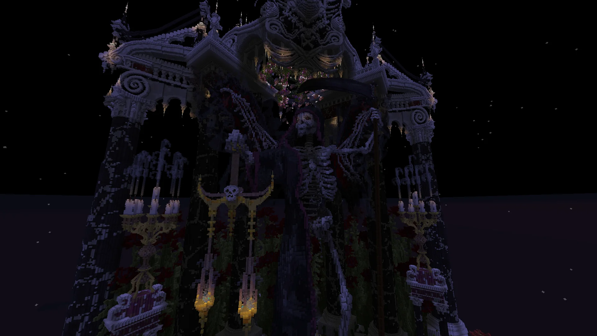 Angled view of the Adventus Mortis altar showing depth and baroque detailing