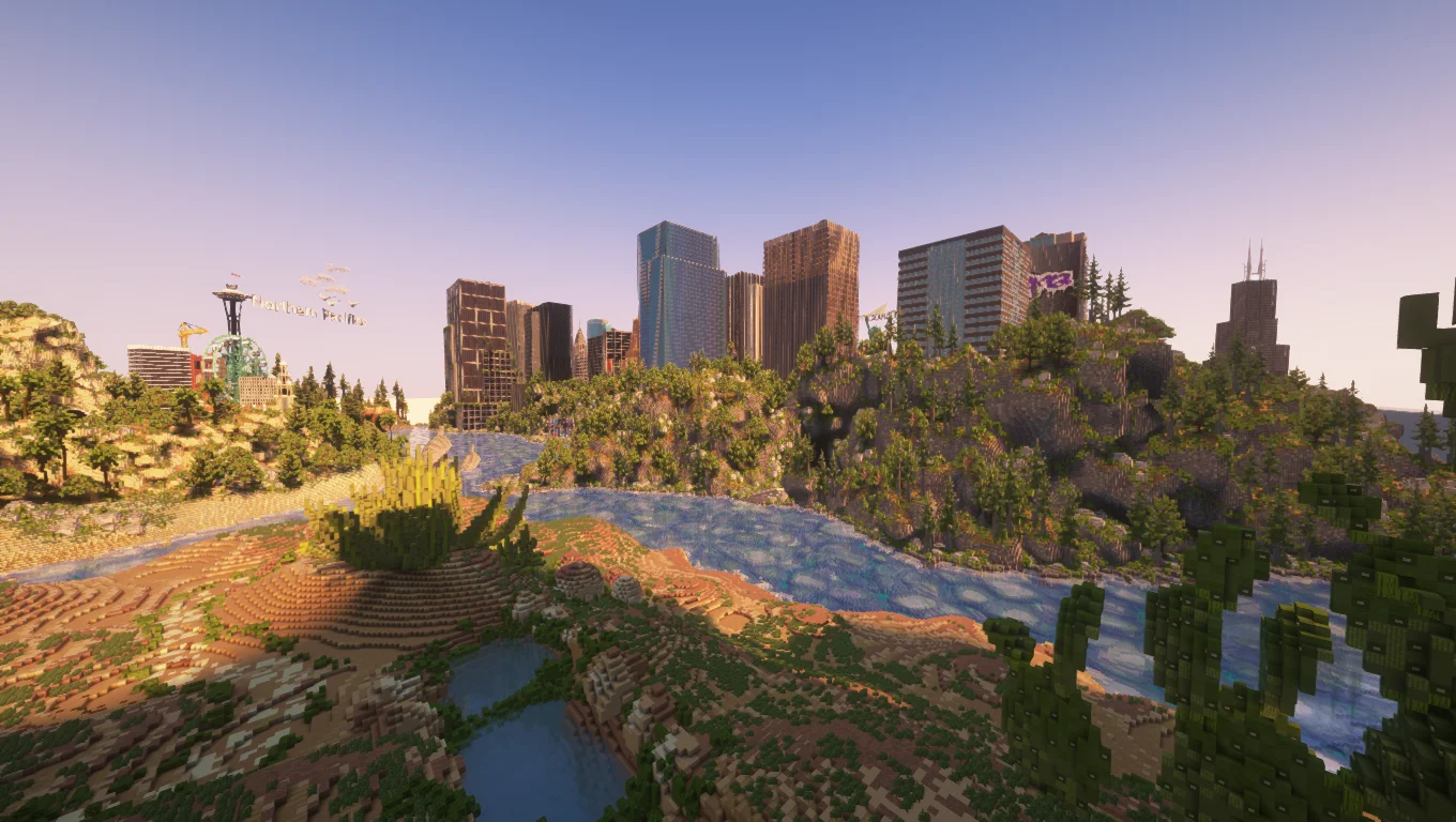 MrBeast Countries Build Competition - MrBeast Countries Minecraft build - 1,500x1,500 United States environment overview (Beast6)