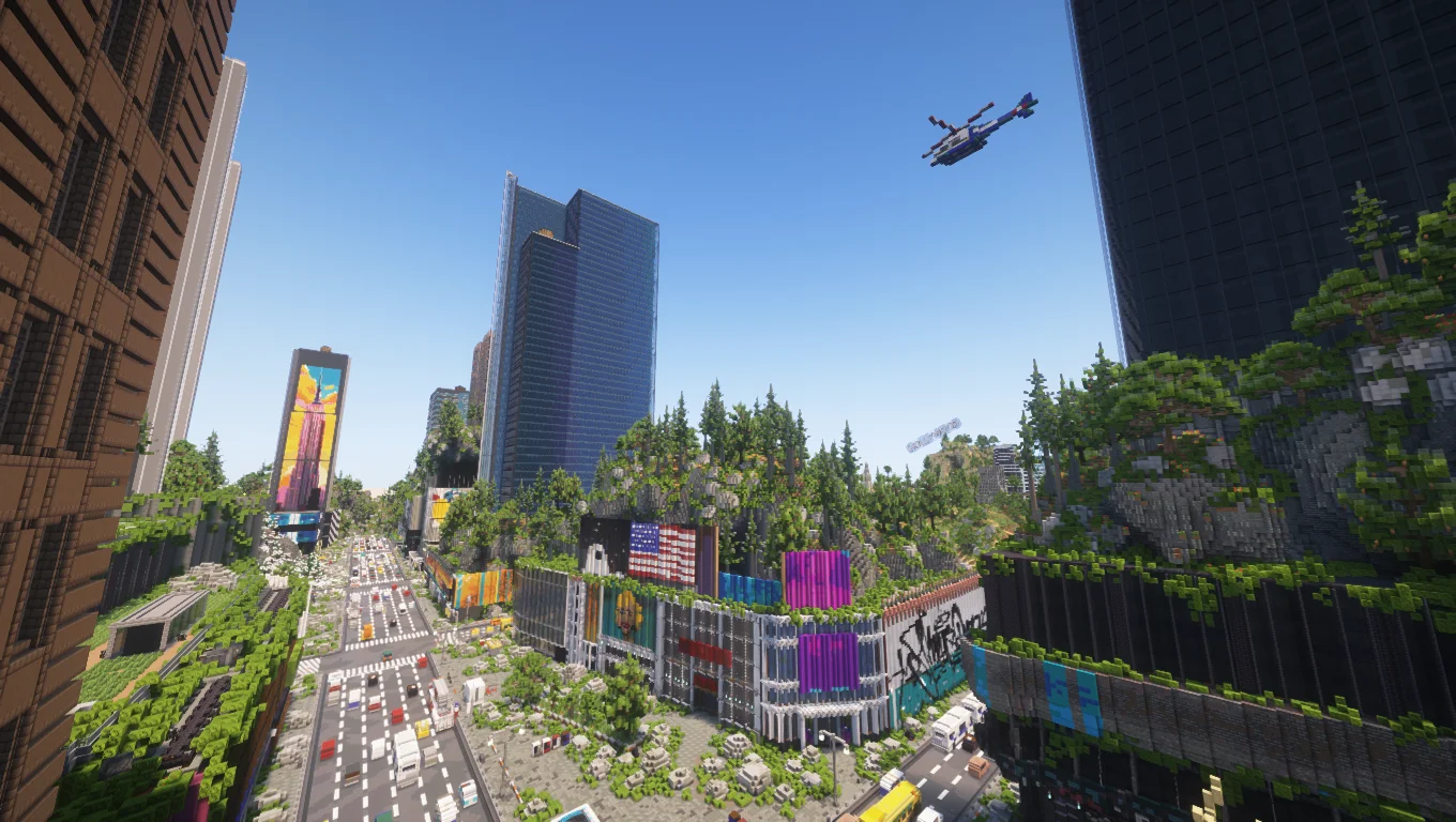 MrBeast Countries Build Competition - MrBeast Countries Minecraft build - 1,500x1,500 United States environment overview (Beast9)