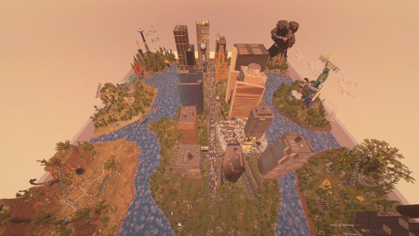 MrBeast Countries Build Competition - final composite view of the completed United States Minecraft environment
