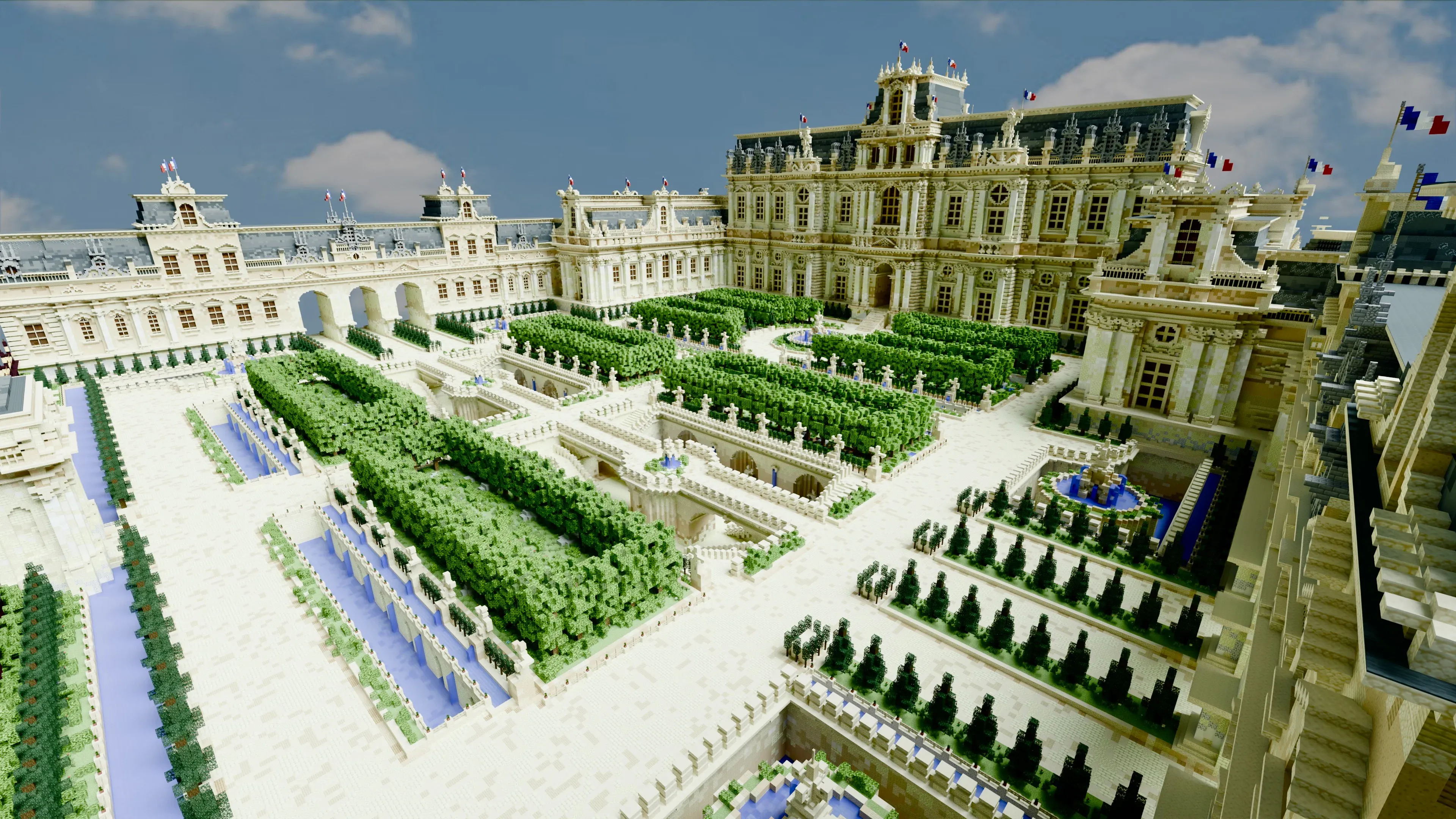 Three-quarter view of Palais Lumière showing facade rhythm