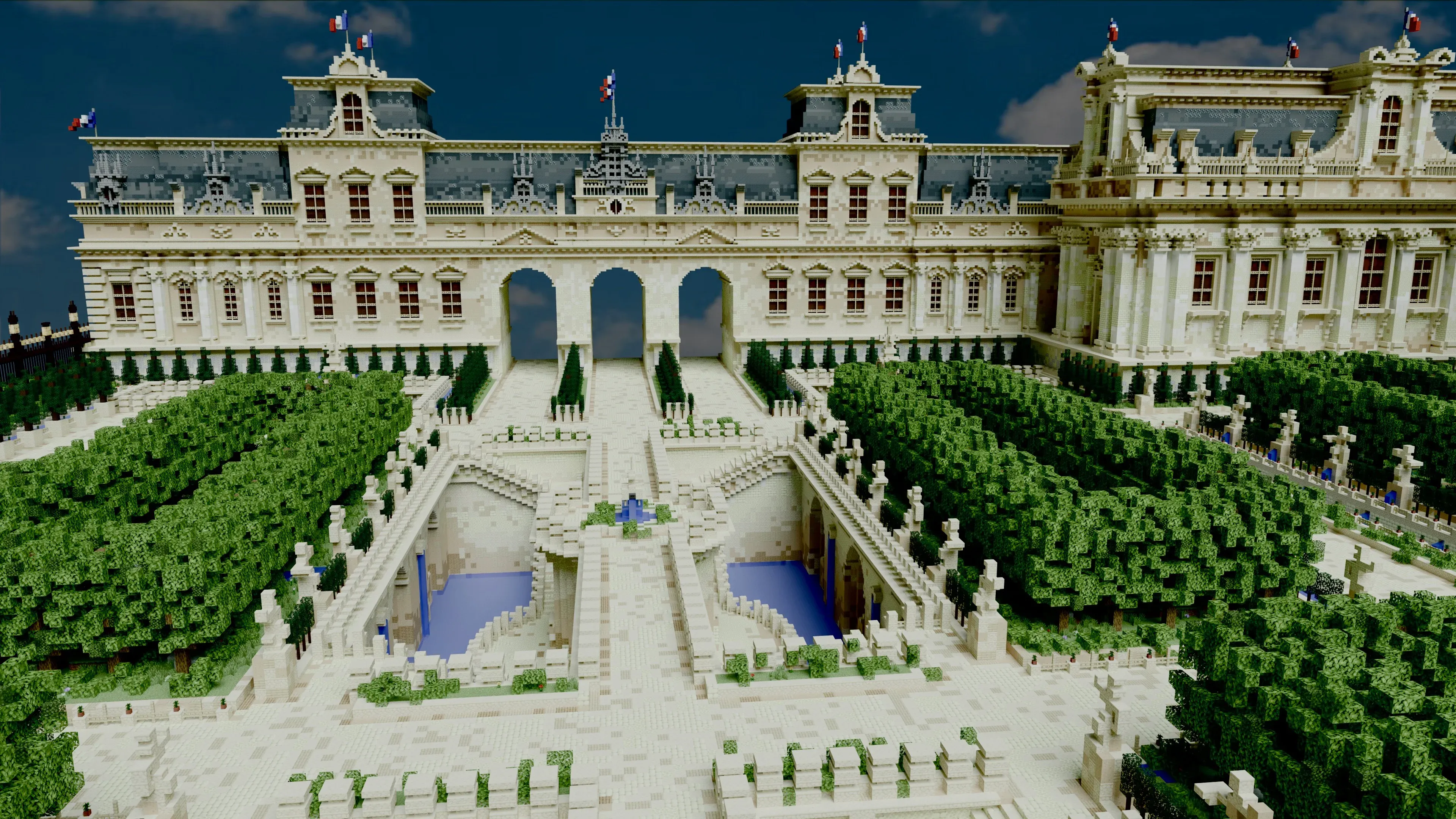 Side elevation of Palais Lumière Baroque Minecraft palace
