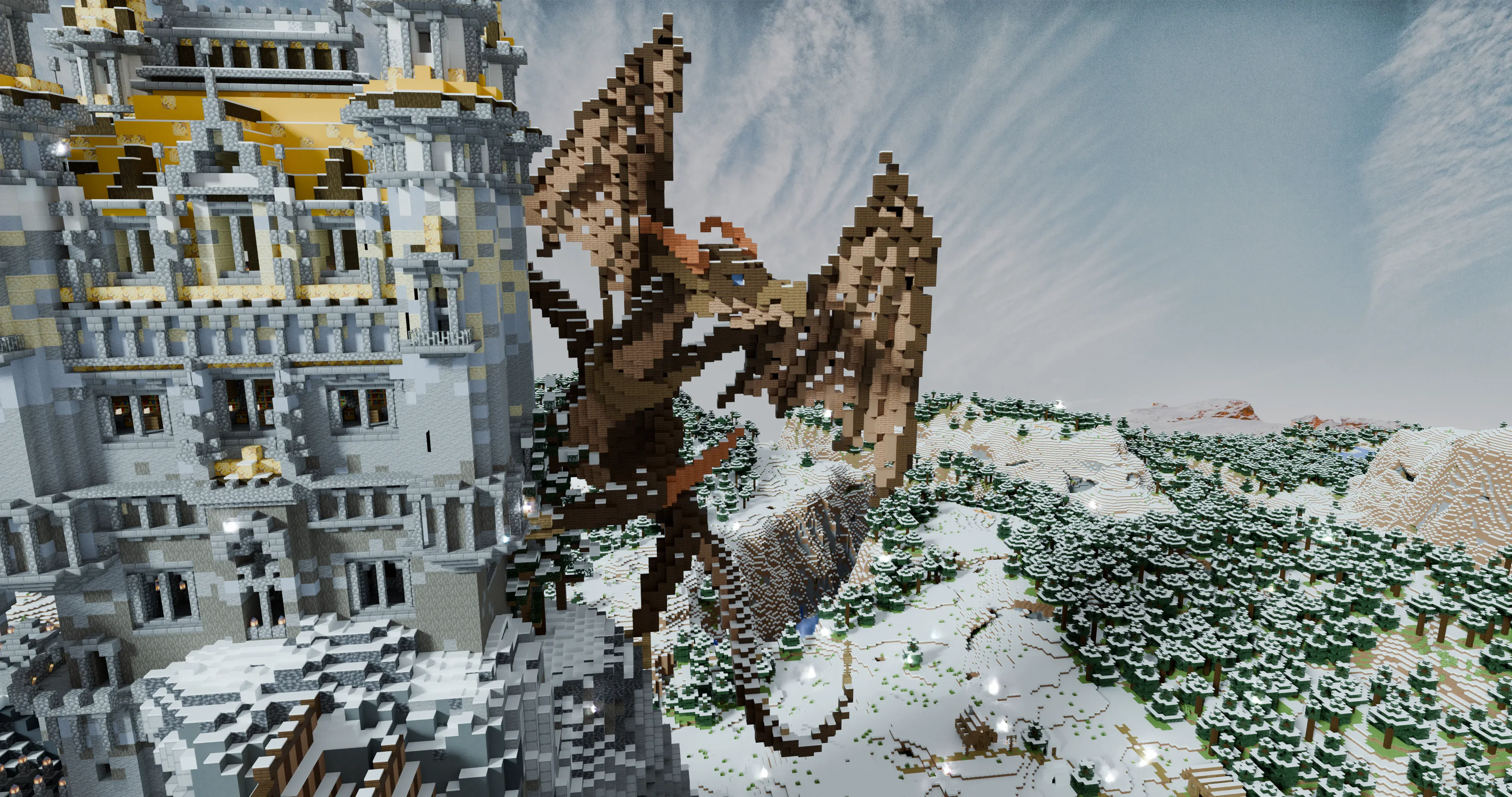 Integrated dragon sculpture at Dragon Point Castle